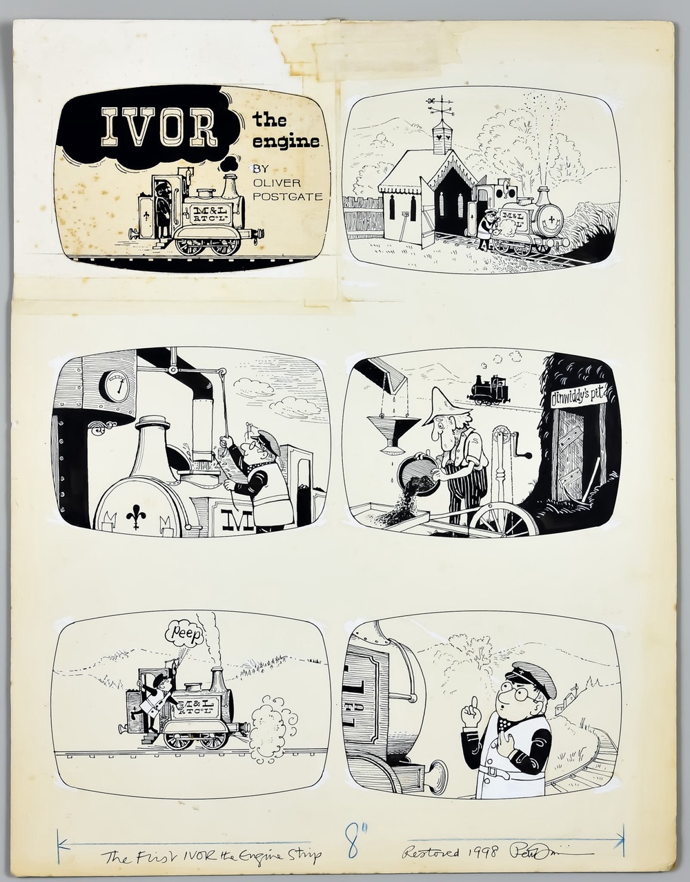 The first hand-drawn comic strip of Welsh steam locomotive Ivor the Engine sold for £940 (The Canterbury Auction Galleries/PA)