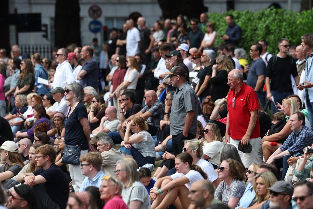 Crowds gathered outside the funeral of Glen Hansard (Damien Eagers/PA) (PA Wire)