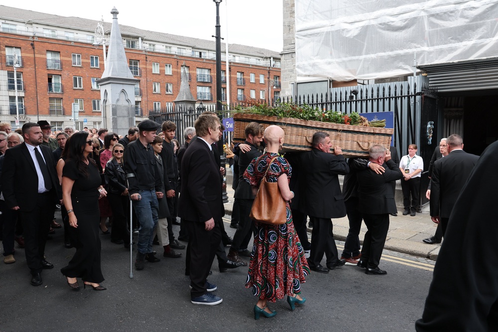 The coffin is brought into St Patrick’s Cathedral in Dublin (Damien Eagers/PA) (PA Wire)