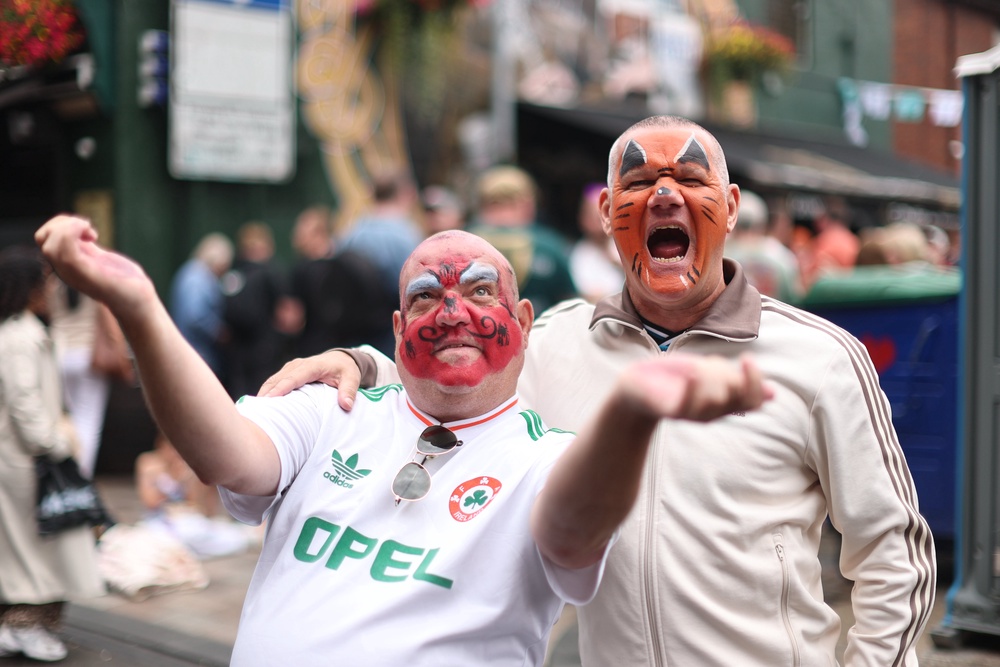 People at Fleadh Cheoil na hEireann 2026, which has officially opened in Belfast kicking off a week of song, dance and culture as part of the world’s largest celebration of traditional Irish music on Monday. (PA) (PA Wire)