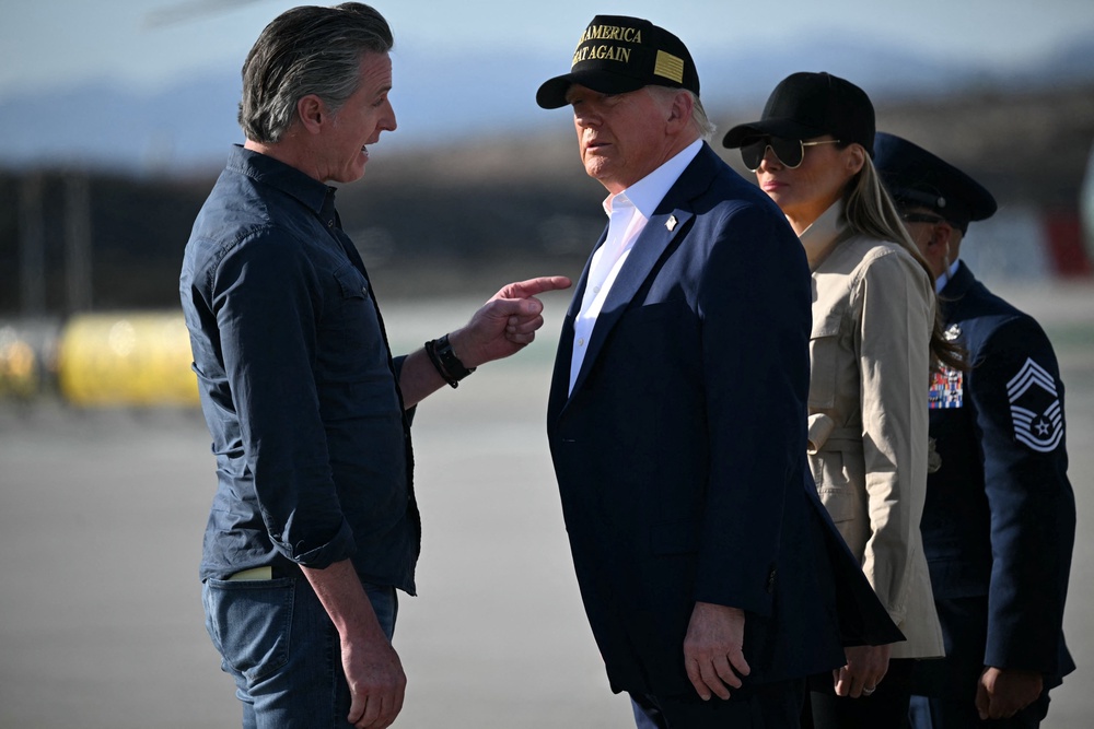 Newsom and Trump last met face to face in 2025 when the president toured the scene of devastating wildfires in California (AFP/Getty)