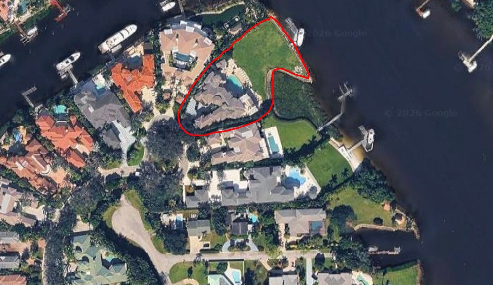 The Jupiter, Florida, property owned by Donald Trump Jr has a market value of more than $13 million, according to property records from Palm Beach County (Google Maps)