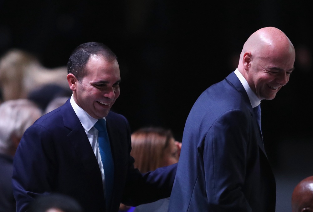 Prince Ali (left) lost to Infantino in the 2016 Fifa presidential election (Getty)
