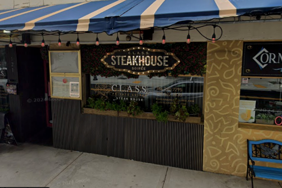C.L.A.S.S. Soiree Steakhouse in Hollywood, Florida, hosts a naked dining experience on the first Monday of each month, typically with 20 guests (Google Maps)