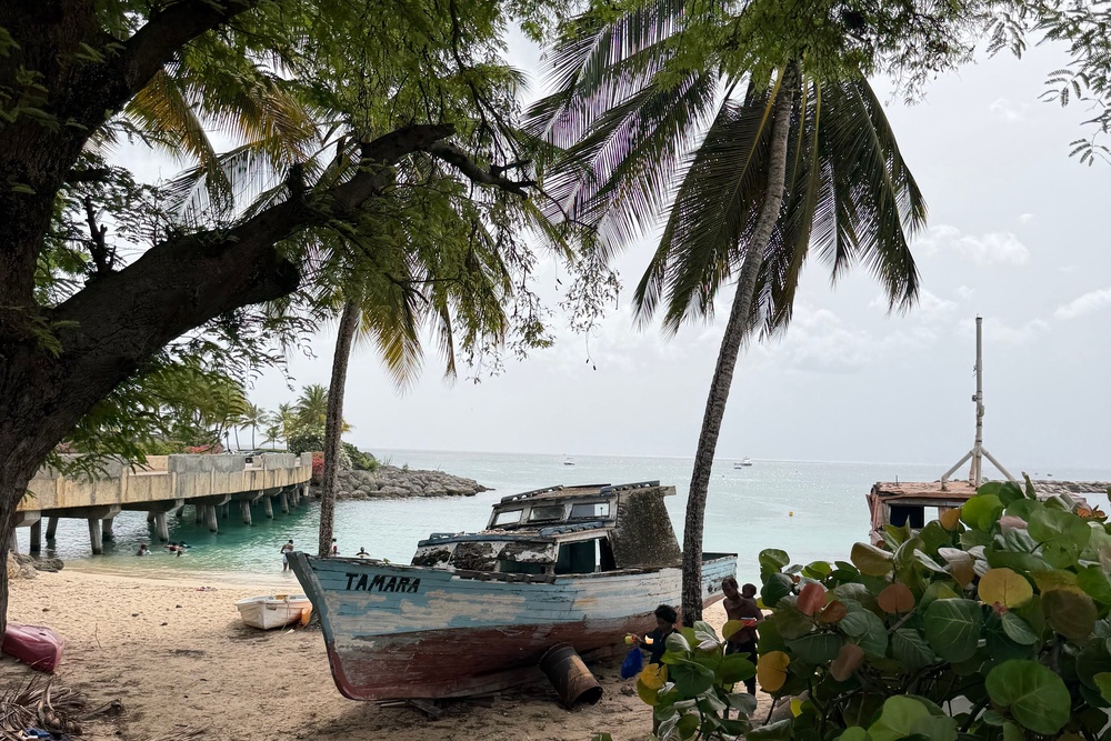 An old fishing boat near Oistins Fish Fry in the south of Barbados (Angelina Villa-Clarke)