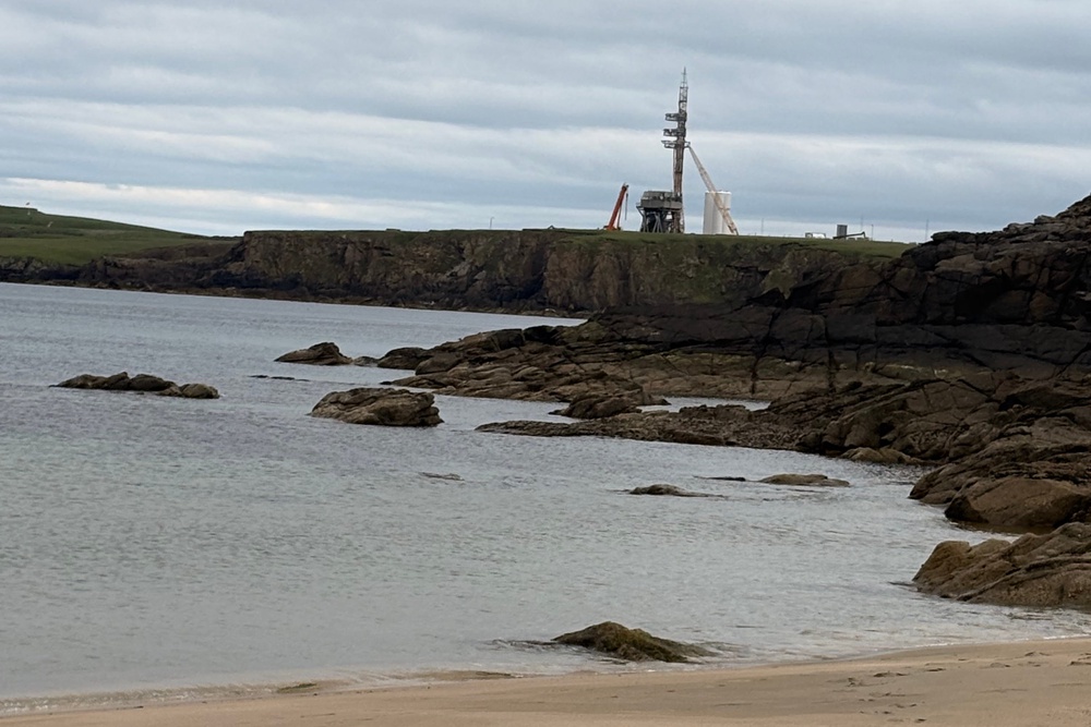 Saxa Vord, as seen from Skaw, Britain's northernmost beach (Amelia Neath/The Independent)