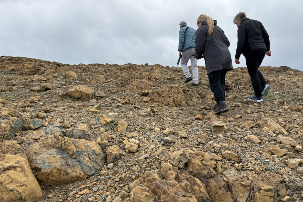Sharyn, Amelia and Jane on the Keen of Hamar (Amelia Neath/The Independent)