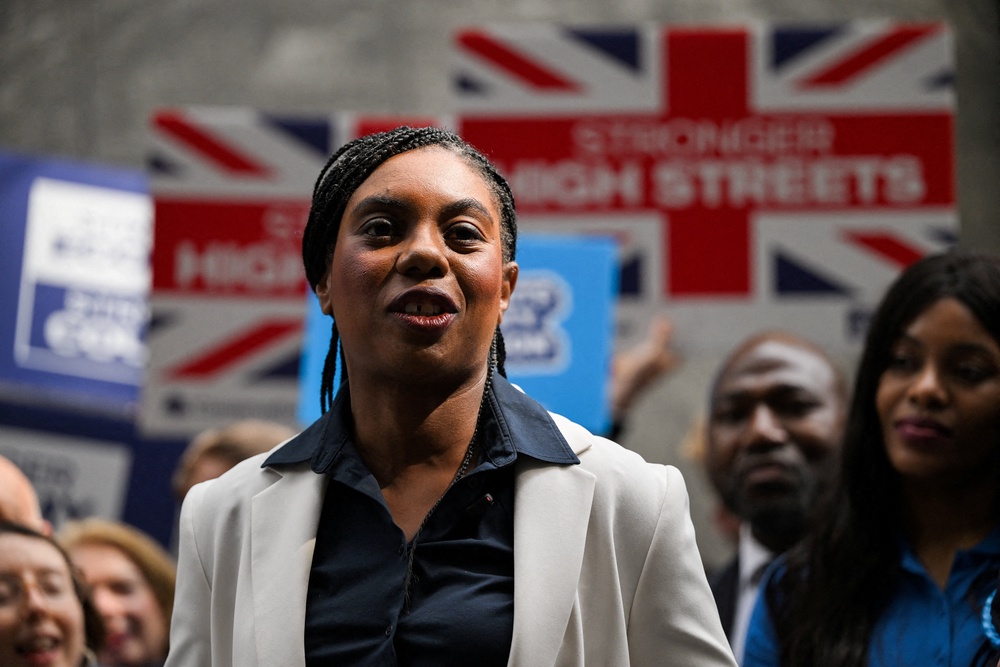 Conservative Party leader Kemi Badenoch defended his selection (Reuters)
