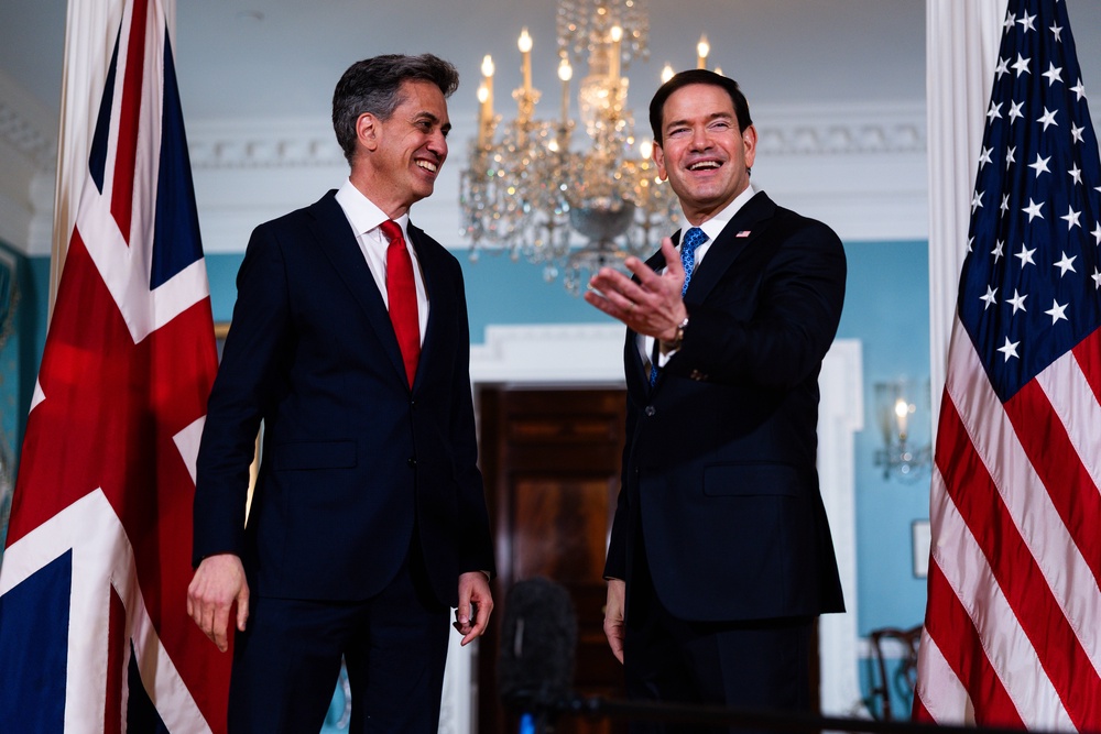 Foreign Secretary Ed Miliband with US secretary of state Marco Rubio at the State Department in Washington (Tierney L Cross/AP) (AP)