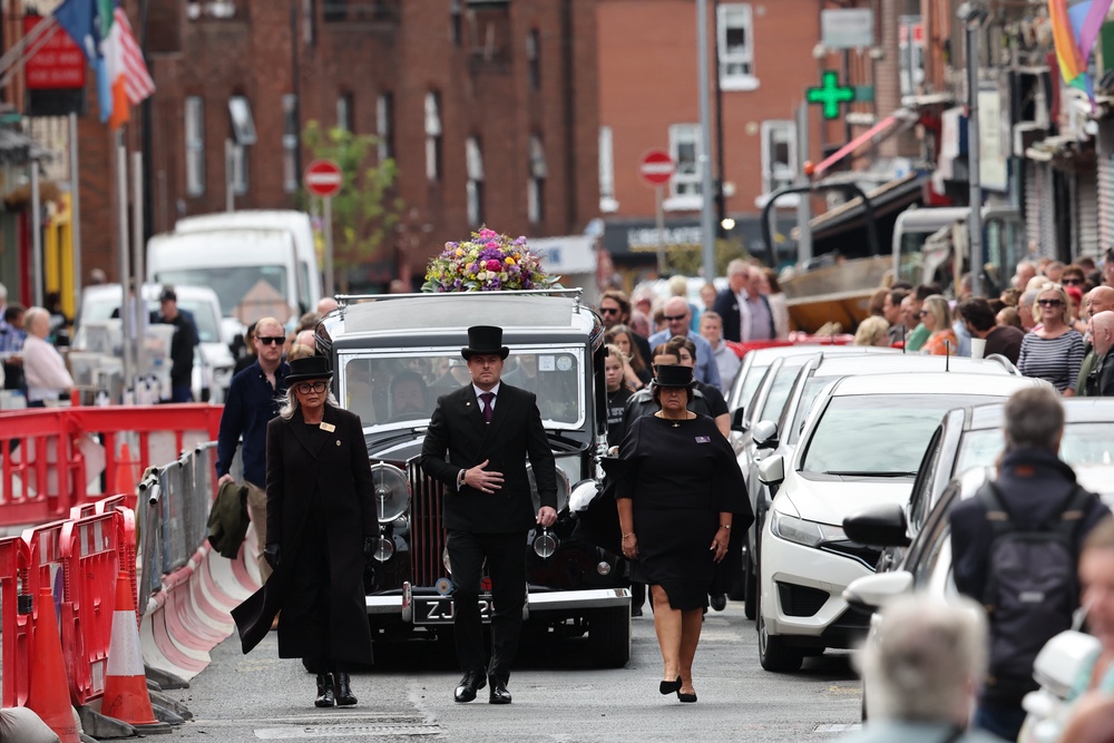 The cortege arriving at St Catherine’s Church in Dublin (Damien Eagers/PA) (PA Wire)