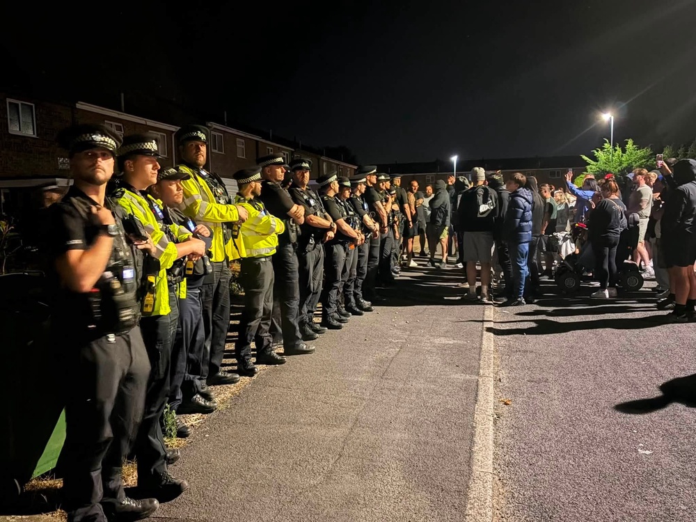 Anti-immigration protesters outside suspected asylum seeker housing in Norfolk (Scott Hussey/ Norfolk County Council)