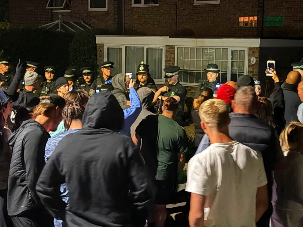 One protester in the crowd shouted that ‘white men will be a minority in 2050’ (Scott Hussey/ Norfolk council)