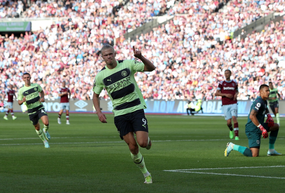 Erling Haaland scored his first goals for Manchester City in 2022 (Kieran Cleeves/PA) (PA Archive)