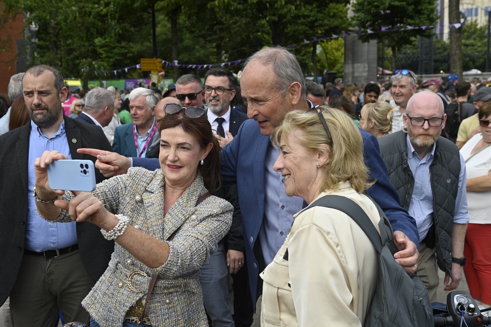 Taoiseach Micheál Martin poses for a photo at Fleadh Cheoil na hÉireann 2026 in Belfast (Mark Marlow/PA) (PA Wire)