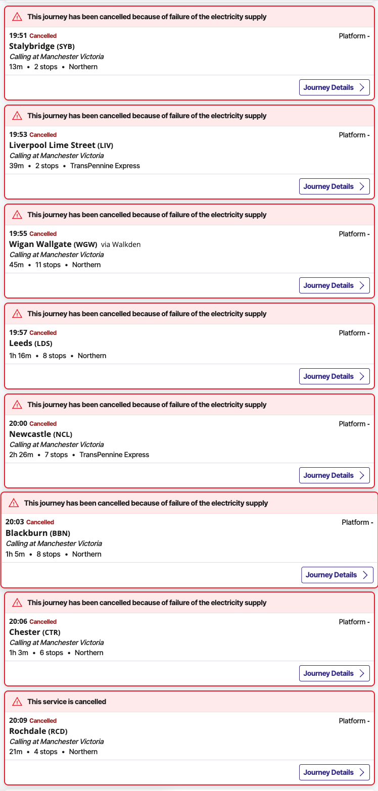 Manchester Victoria delays (National Rail)