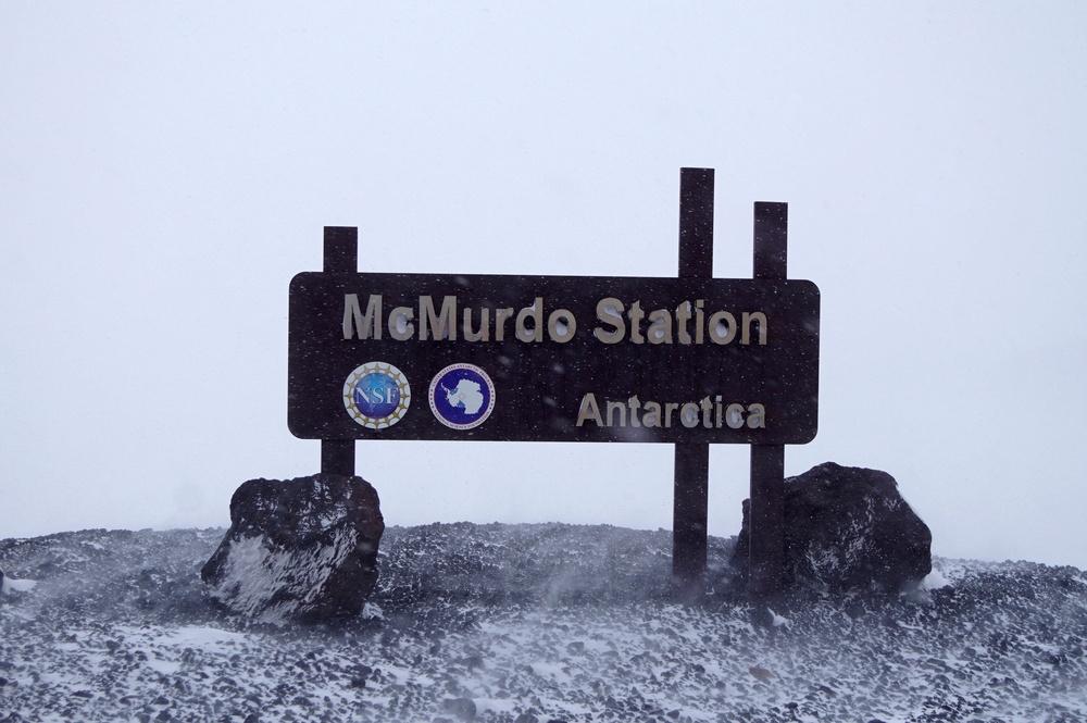 A sign is photographed at McMurdo Station, a United States Antarctic research station, on Dec. 4, 2018 (National Science Foundation via AP, File)