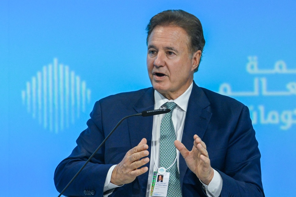 Stephen Pagliuca, co-chairman of Bain Capital and co-owner of the Boston Celtics of the National Basketball Association (NBA) and Atalanta of Italian Serie A association football league, speaks at a panel session during the World Government Summit in Dubai (AFP/Getty)