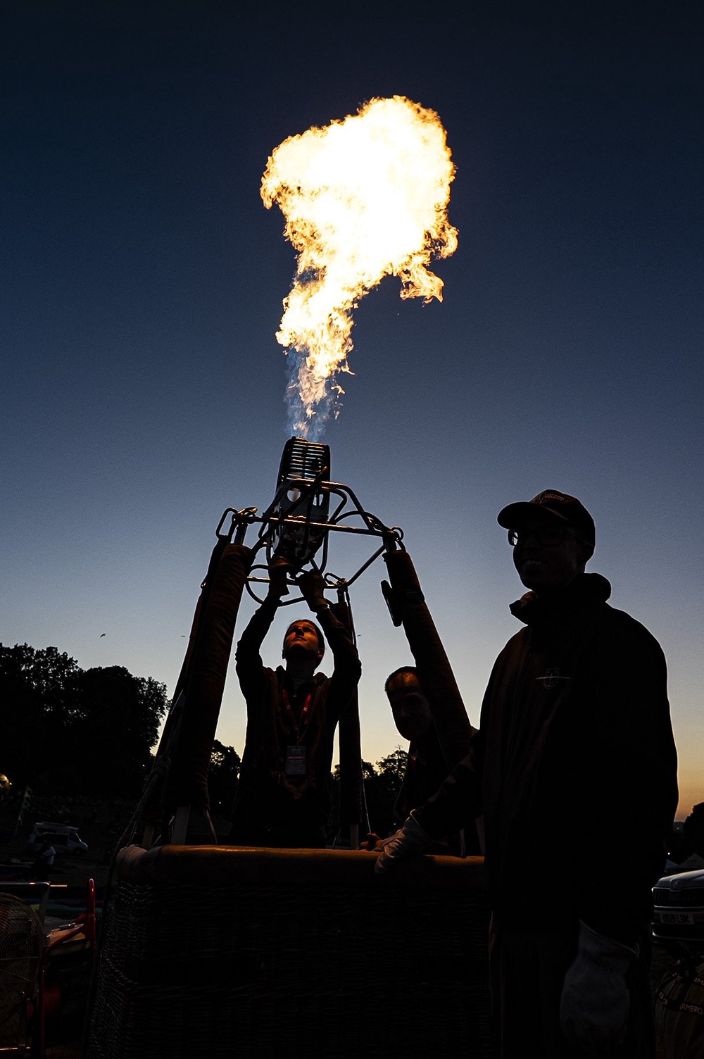 Pilots prepare the hot air balloon burners (Ben Birchall/PA) (PA Wire)