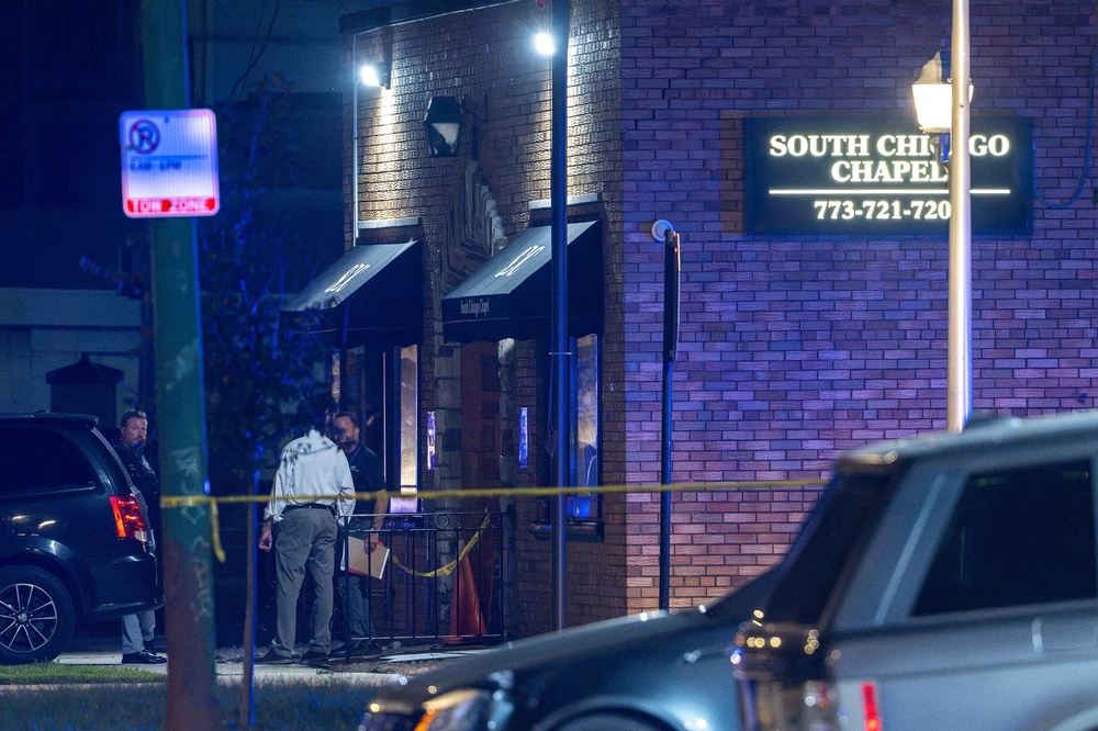The disturbing discovery was made at the South Chicago Chapel Thursday after police reportedly got a tip about bodies not being properly stored (Tyler Pasciak LaRiviere /Chicago Sun-Times via AP)