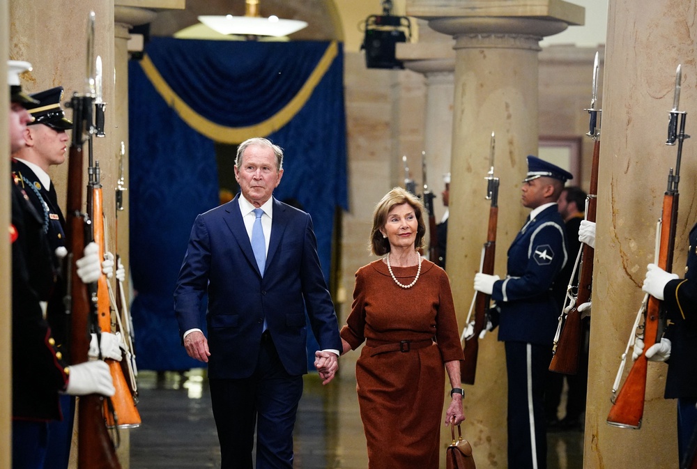 Bush, a Republican, hails a man whose legacy only grew larger because he modeled the limits of the presidency for centuries to come (Melina Mara / POOL / AFP via Getty Images)