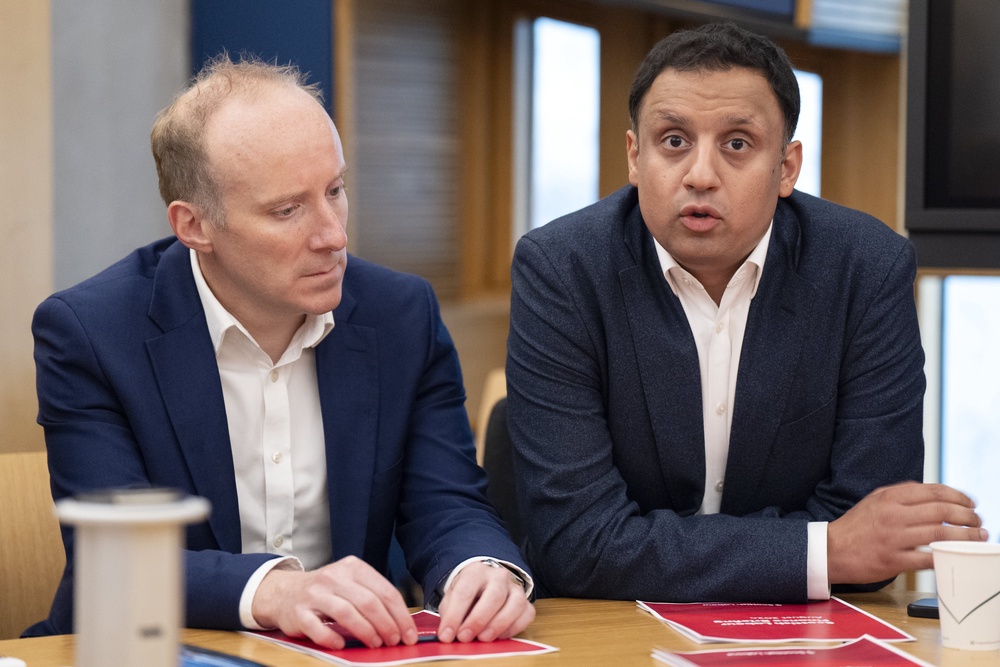Michael Marra with former party leader Anas Sarwar (Jane Barlow/PA) (PA Archive)