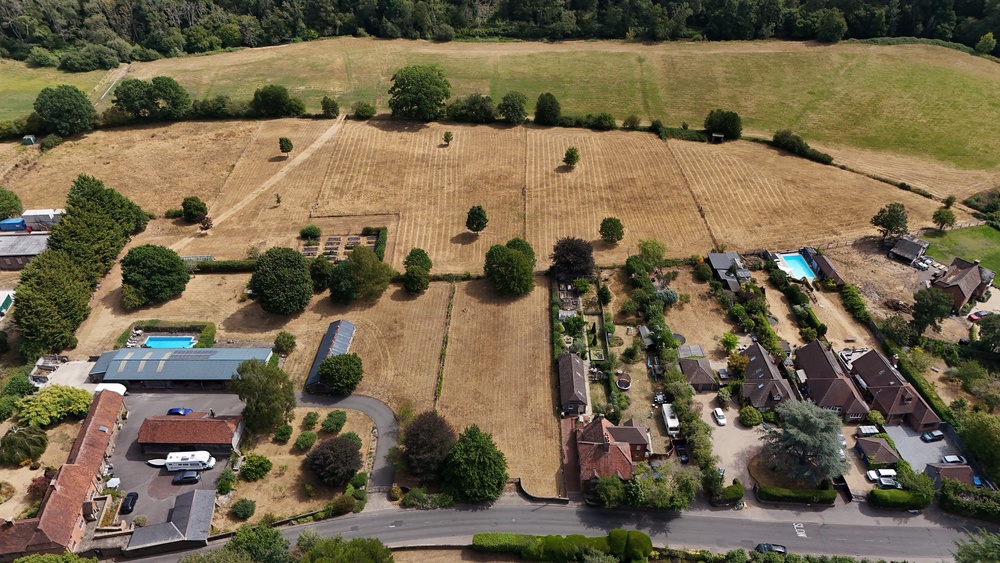 A view of the parched fields surrounding Tilford Village in Surrey (Yui Mok/PA) (PA Wire)