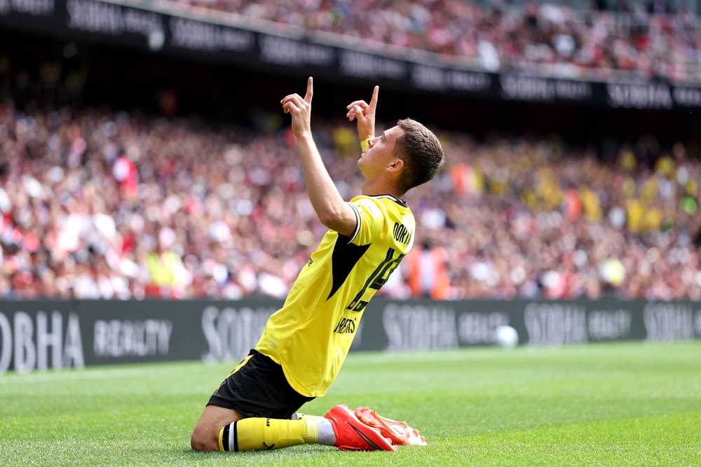 Karetsas scored a superb goal for Dortmund in the 3-2 win (Getty)