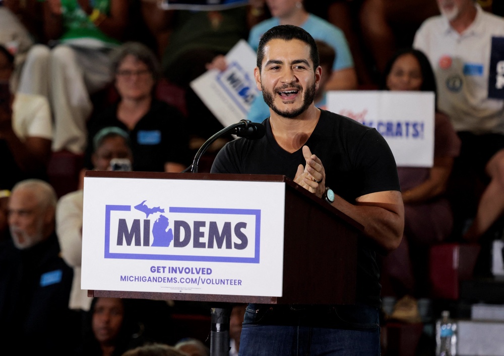 Democratic Senate candidate Abdul El-Sayed poked at Trump after the president accused him of having ‘recently campaigned with a communist fanatic’ (Reuters)