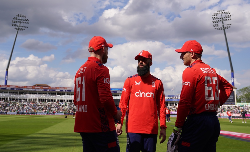 Moeen Ali (centre) harbours hopes of coaching England one day (Bradley Collyer/PA) (PA Archive)