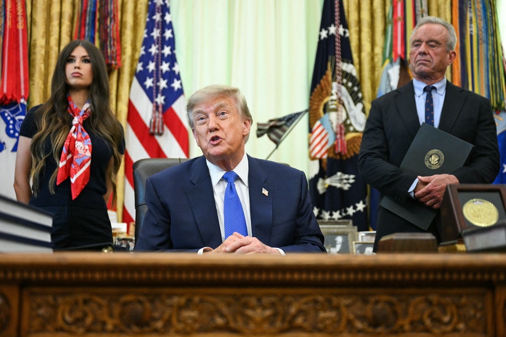 President Donald Trump announced sweeping changes to the nation’s childhood vaccine recommendations by signing a new executive order (AFP/Getty)