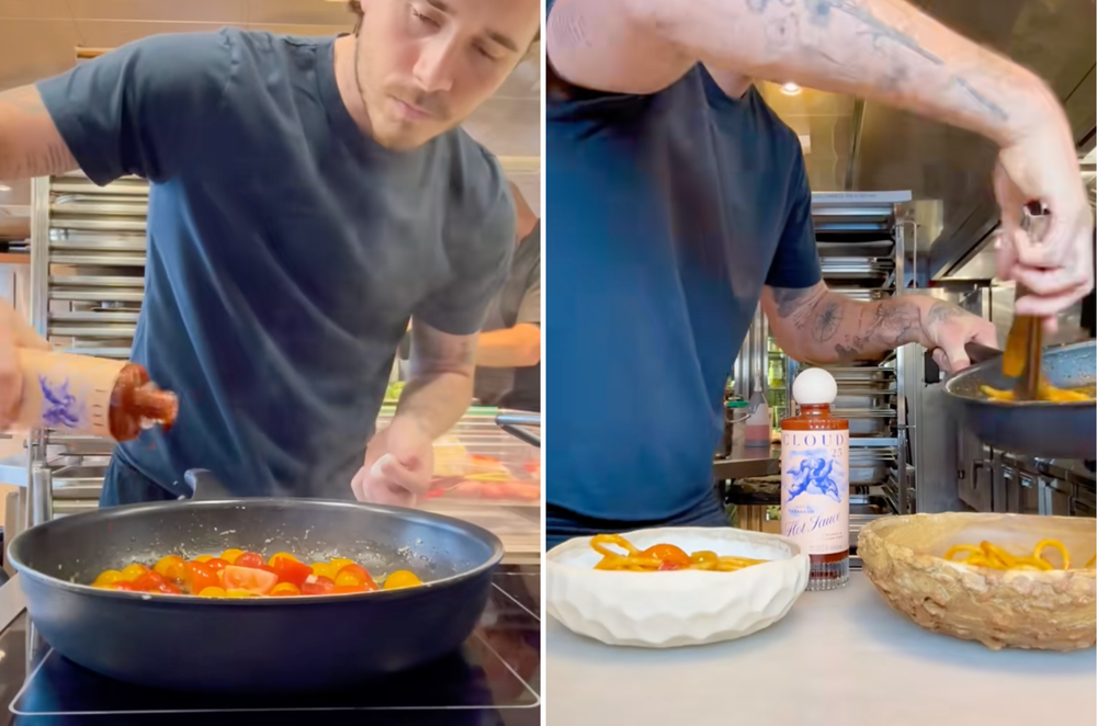 Beckham's video was used to promote his Cloud23 hot sauce (brooklynbeckham/tiktok)