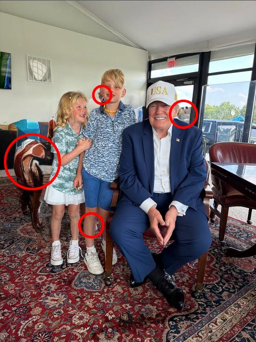 Eric Trump shared a photo of his father, President Donald Trump, alongside Eric’s two children - and it appeared the photo had been edited (Instagram)