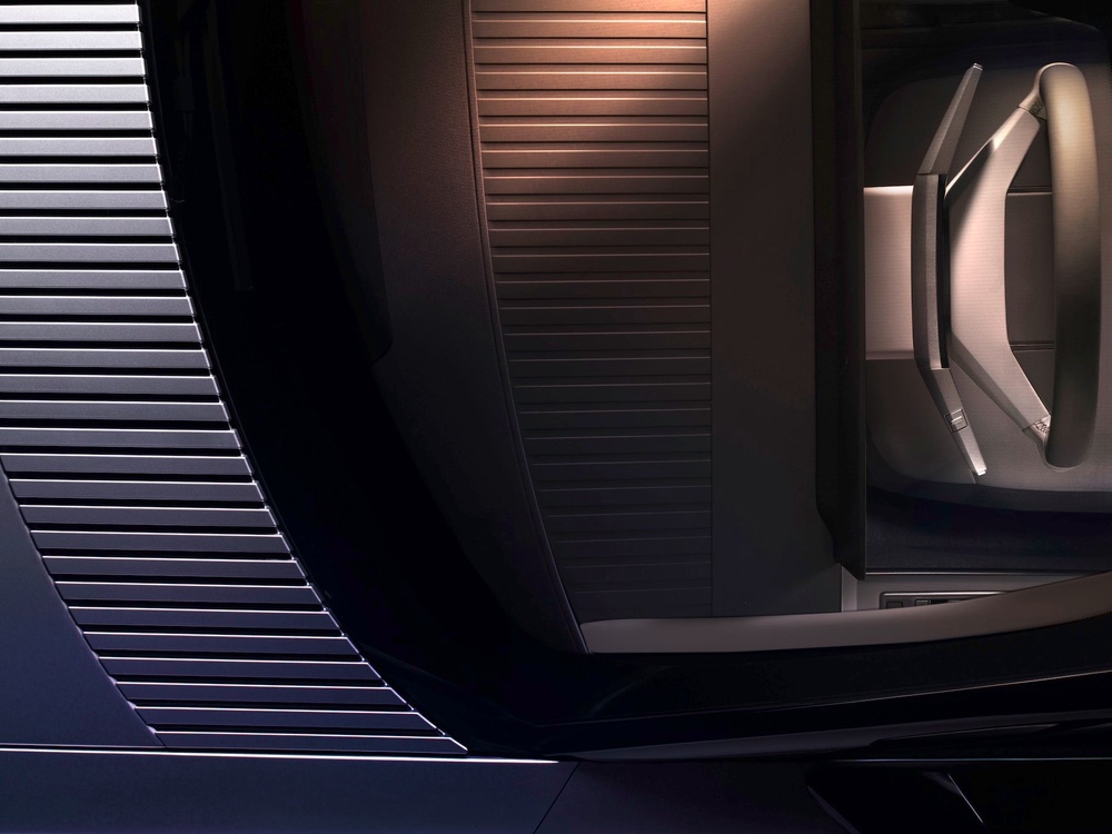 This overhead shot of the Jaguar Type 01 shows how the strikethrough motif runs from the bonnet through to the dashboard (Jaguar)
