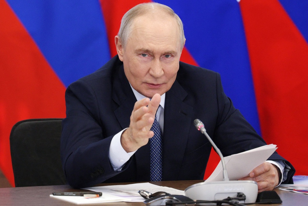 Volodymyr Zelensky says that his Russian counterpart, Vladimir Putin (pictured) will use poll outcome to impose new mobilisation (AFP/Getty)