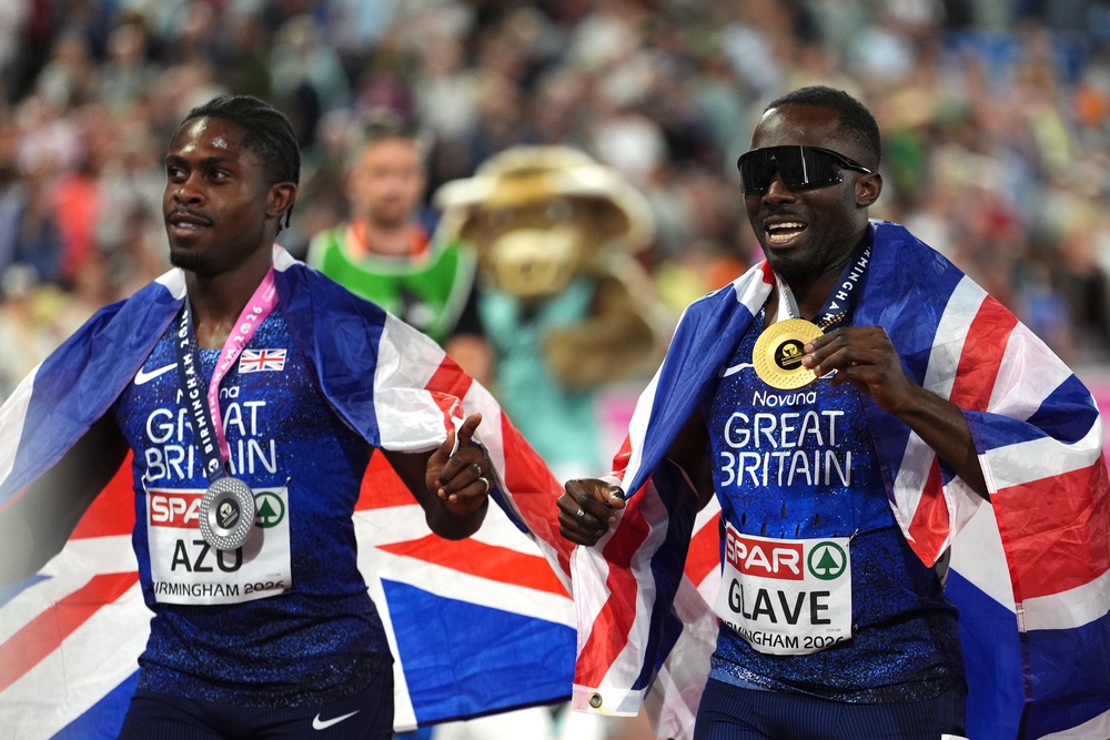 Glave (right) celebrates with Jeremiah Azu (Annabel Lee-Ellis/PA) (PA Wire)