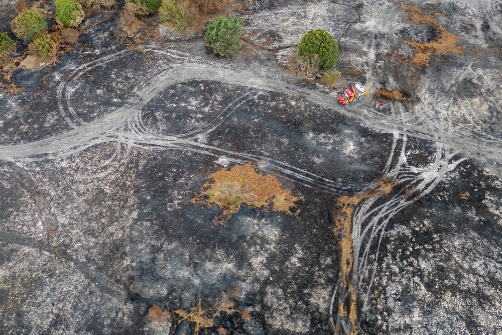 Aerial footage following a wildfire at Dunwich Heath in Suffolk. (National Trust Images/ Justin Minns/ PA)