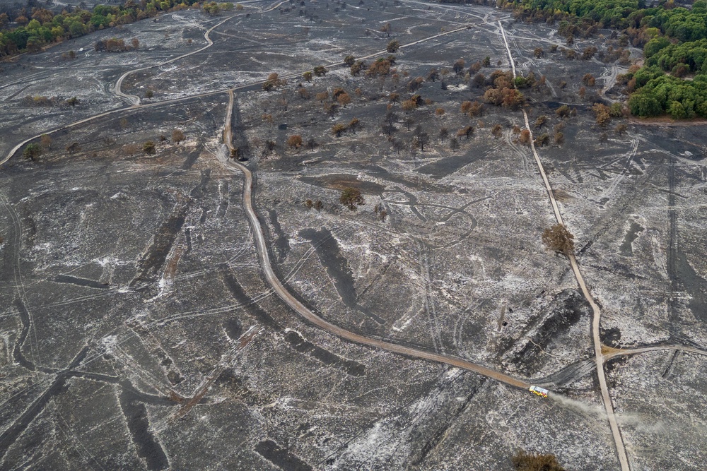 Aerial photo of the destroyed Dunwich Heath, a week after the fire (National Trust/ Justin Minns/ PA)
