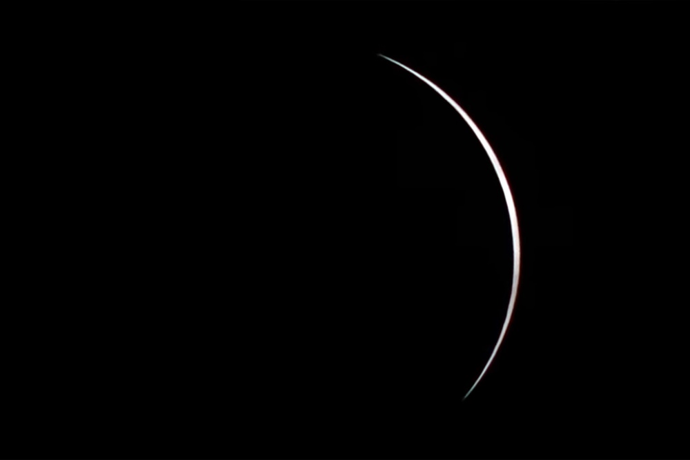 The sun emerging from the side of the moon after the total eclipse in Iceland (Sky News)