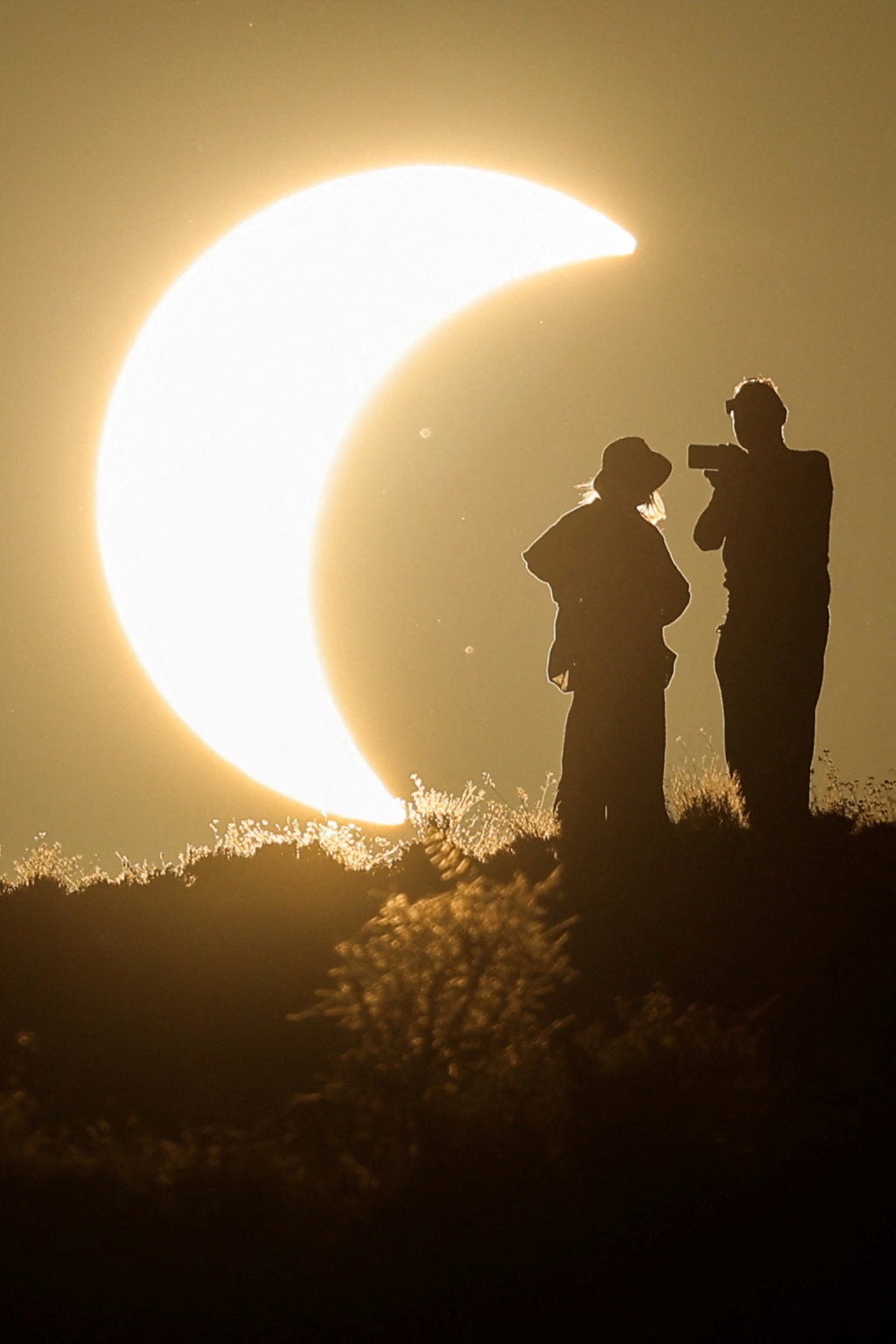 The solar eclipse, before totality, at the Galactica Centre near Teruel, Spain (Reuters)
