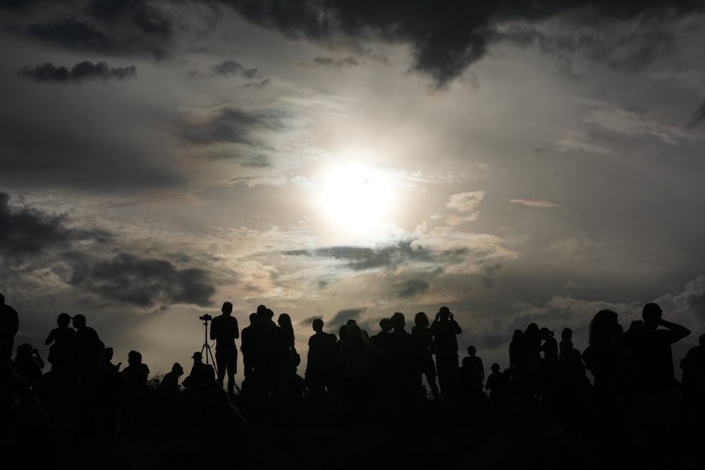 The solar eclipse as seen from Calton Hill, Edinburgh (Jane Barlow/PA) (PA Wire)