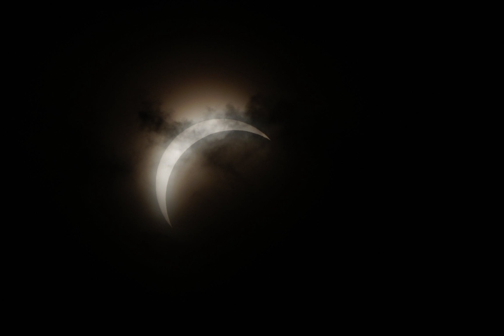The solar eclipse as seen from Calton Hill, Edinburgh (Jane Barlow/PA) (PA Wire)