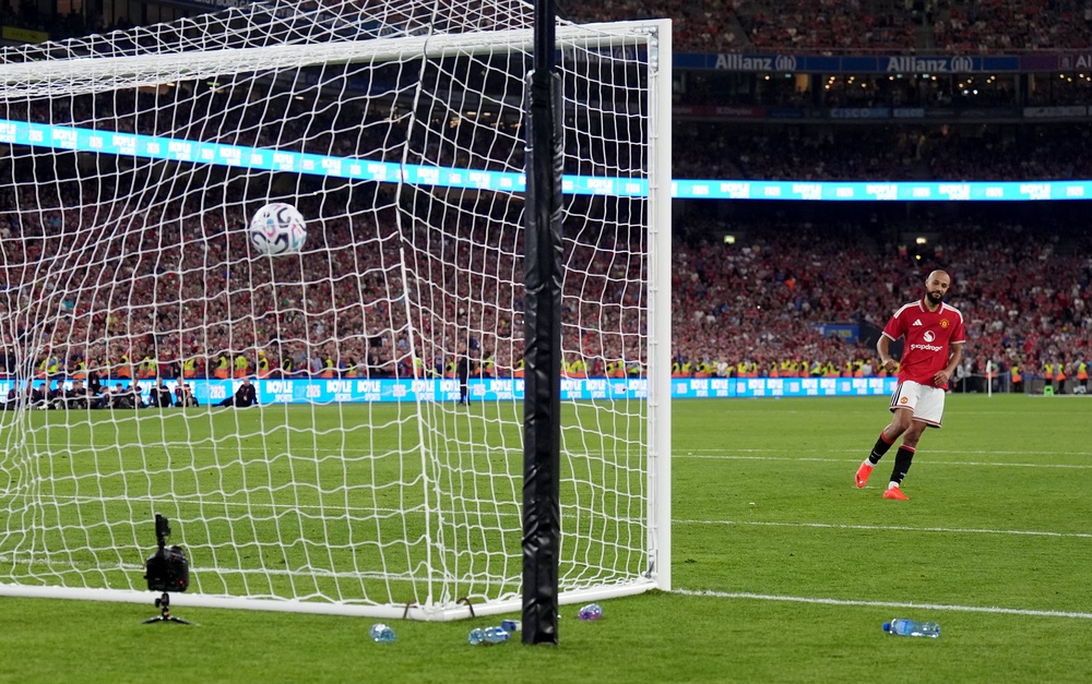...before Noussair Mazraoui got the winner for Man Utd (PA)
