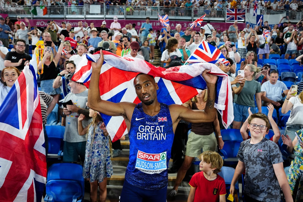 Hudson-Smith joined the fans to celebrate his gold medal (Martin Rickett/PA) (PA Wire)