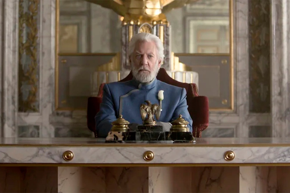 President Snow was portrayed by legendary actor Donald Sutherland in The Hunger Games franchise (Lionsgate)