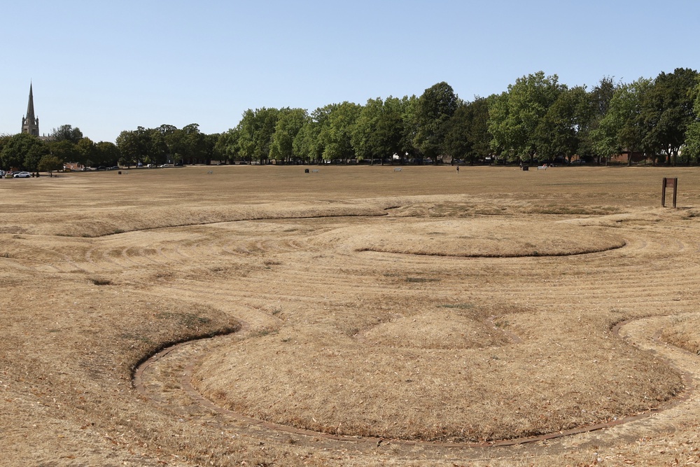 Scorched turf at the Saffron Walden turf maze in Essex (Will Meakin-Durrant/PA) (PA Wire)