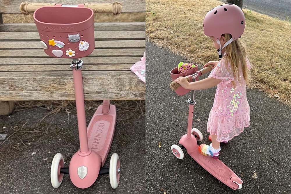 This scooter has quickly become our go-to for family walks (Sarah Jones/The Independent)