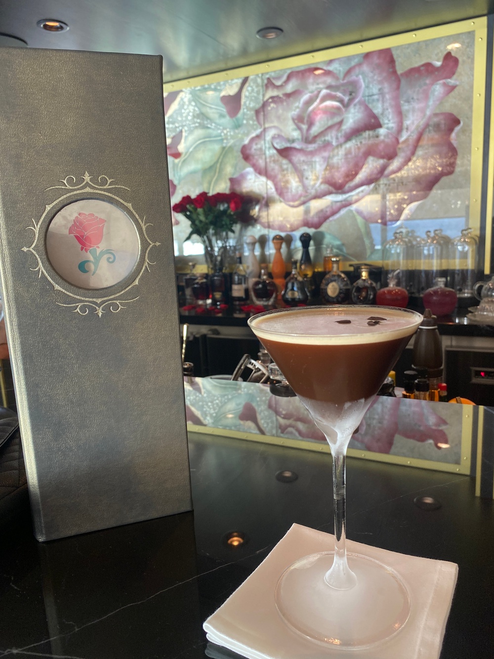 The Rose is an adults-only, ‘Beauty and the Beast’-themed bar on the ‘Disney Destiny’ (Caitlin Hornik / The Independent)