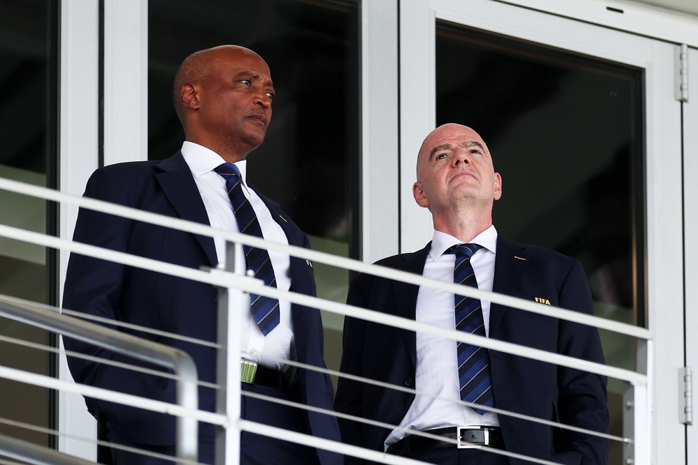 Caf chief Patrice Motsepe (left) has stood in solidarity with Infantino (Getty)