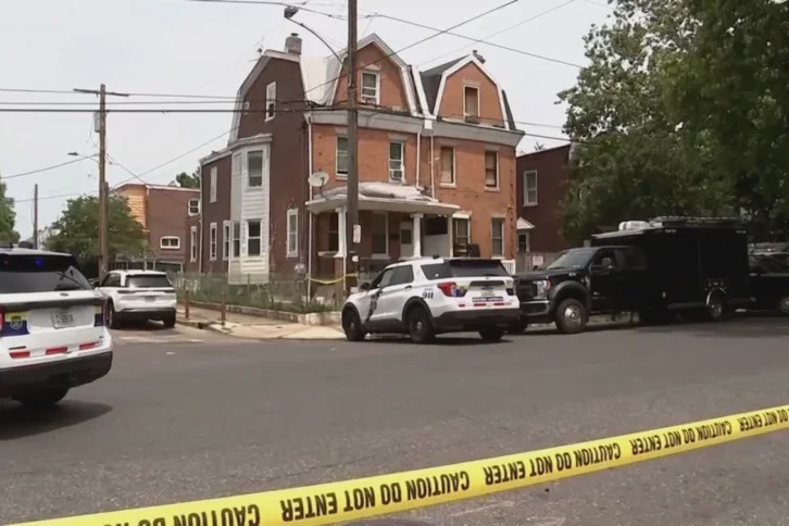 Police at the Horsch home in Philadelphia’s Olney neighborhood (KYW)