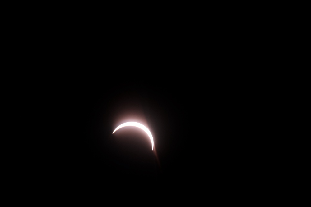 The partial solar eclipse is seen from The Gresley Arms (Getty)